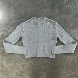 Gray Ribbed Knit Women's Top